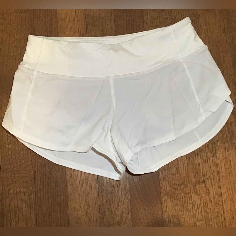 Lululemon White Speed Up Shorts
